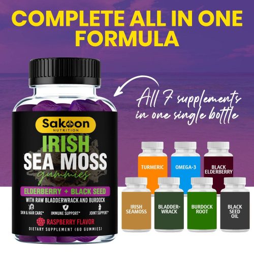 sakoon nutrition 1 bottle sea moss gummies with elderberry black seed oil 44923553284380