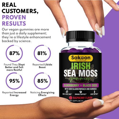 sakoon nutrition 1 bottle sea moss gummies with elderberry black seed oil 45764231102748