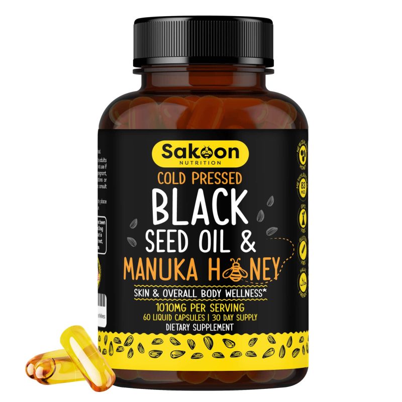 sakoon nutrition vitamins supplements 1 bottle black seed oil manuka honey capsules 45685501985052